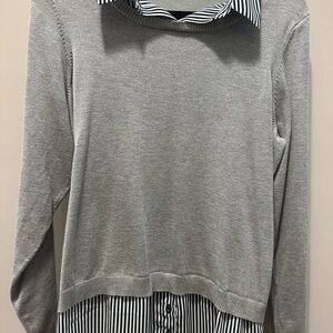 Professional Adrianna Papell Light Gray Crewneck Sweater